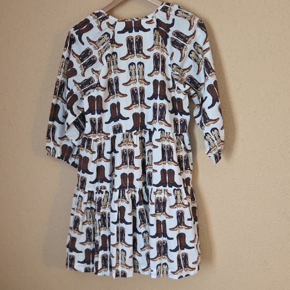 Pink Chicken Cream Mini Dress with Brown Boot Print - Picture 8 of 10